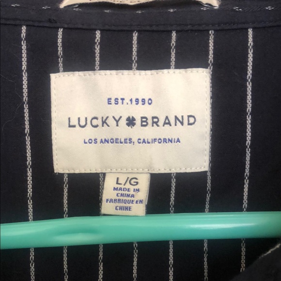 navy western style button down shirt with pearl buttons - Picture 4 of 8